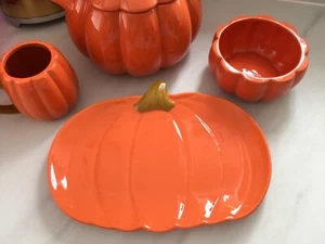 Halloween Orange Pumpkin Serving Plate Dinner Plate Thanksgiving Autumn Fall - Picture 1 of 4