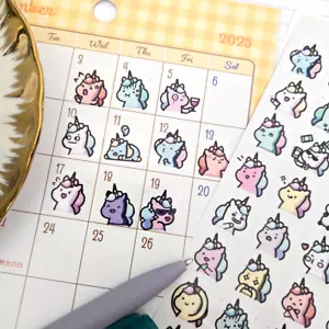 Emotional Unicorn Stickers - Kawaii Unicorn Birthday Stickers - Fantasy Stickers - Picture 1 of 6