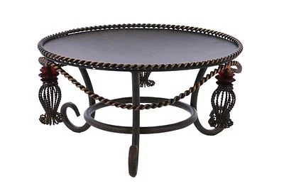 Cuenco expositor de hierro con diseño de borla-8" H X 14,5" D, importación Laredo.   Foto 1 de 4