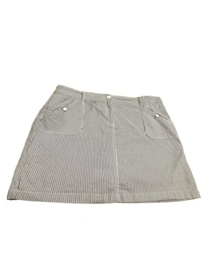 Falda corta Karen Scott para mujer grande azul a rayas elástica con bolsillos y pantalones cortos Foto 1 de 4