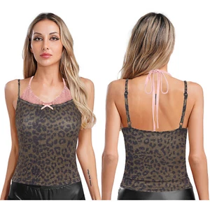 Women Tops Contrast Color Crop Top Fake 2-piece Camisole Rave Streetwear Party - Picture 1 of 18