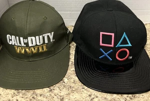 Embroidered Playstation Snapback Hat With Shiny Brim & Call Of Duty WWII Hat - Picture 1 of 11