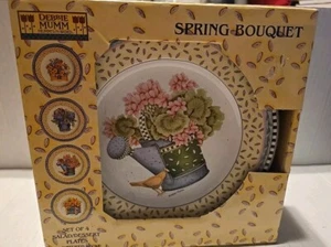 Sakura Debbie Mumm Handpainted Set of 4 Salad Dessert / Plates Spring Bouquet - Picture 1 of 3
