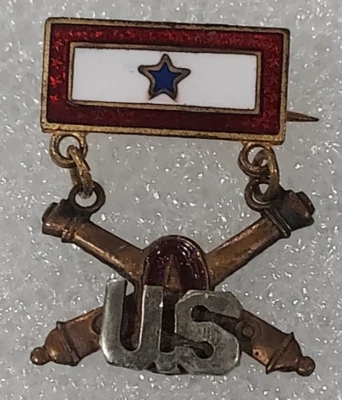 Prendedor de la Primera Guerra Mundial Ejército de los Estados Unidos Cuerpo de Artillería Costera 1 Hijo en Servicio Homefront Sweetheart Foto 1 de 2