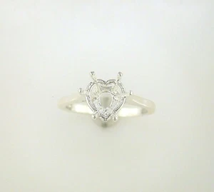 Heart Shape Deep Cut Solitaire Ring Setting Sterling Silver - Picture 1 of 3