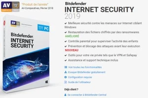 Logiciel sécurité parefeu Bitdefender Internet Security 2019 - 2 Ans - 5 PC - Imagen 1 de 1