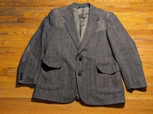 Vintage Pendleton Western Suit Jacket Mens 46 Long Blazer Elbow Patches Gray USA - Picture 1 of 12
