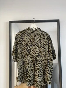 Zara Khaki Animal Print Blouse size M - Picture 1 of 4