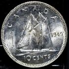 1949 Canada 10 Cents Silver Asw 0060 Km43 Cat 18   Bu