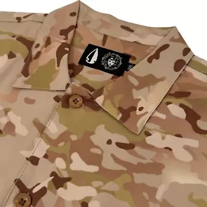 NEW Tachuntfish Men's The Mojito Tropentarn Camo Button Down Shirt Tan/Brown XXL - Picture 1 of 8