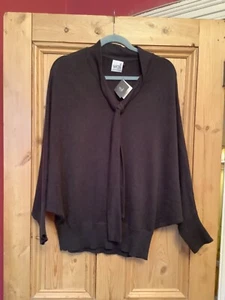 Angora and Prima Cotton Wall Bat Sleeved M/L Black/Dark Grey Jumper New - Picture 1 of 11