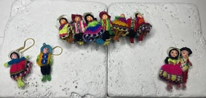 Vintage Handarbeit Sorgen Puppen Ohrringe Anstecknadel Haarspange Haarspange bunt  - Bild 1 von 13