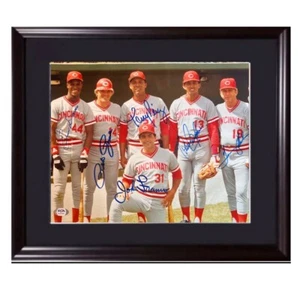 1985 REDS Team Signed 11x14 Photo Framed Pete Rose Eric Davis 6 Auto PSA Coa - Picture 1 of 12