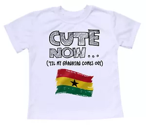 Cute Now... 'Til My Ghanaian Comes Out Toddler Kids Ghana Flag T-shirt Top - Picture 1 of 3