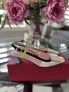 ROGER VIVIER Belle Vivierleather slingback pumps Size US 9, IT 39 - Picture 1 of 6