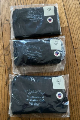 3 PR VINTAGE HARD TO FIND STOCKINGS COTTON LISLE SIZE 9  BLACK RN36123 - Image 1 of 3