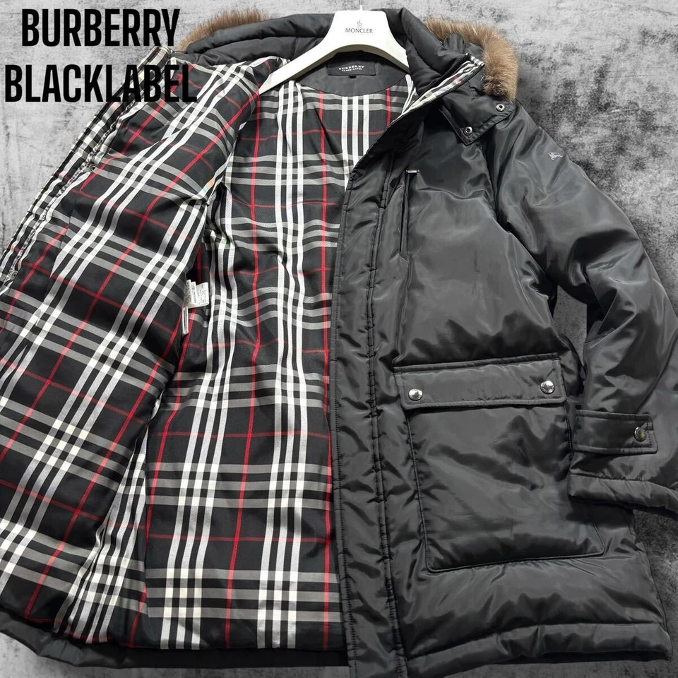 Burberry Black Label Down Jacket Men's L Black with Fur Hood - Image 1 of 4