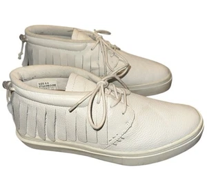 Clear Weather One-O-One Fringe Sneakers White Size 9.5 Moccasin Style Streetwear - Picture 1 of 12
