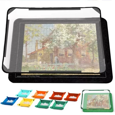 Jigsaw Puzzle Board 1000 Pieces, 32"x22" Storage with 8 Sorting Trays & Cover UK - Image 1 of 4