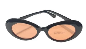 Vintage Oval Rose Colored Lens Black Frame Sunglasses - Picture 1 of 5