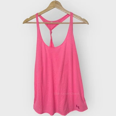 Camiseta sin mangas Under Arrmour I Fits S/M rosa estampado de leopardo corbata retorcida espalda deportiva gimnasio Foto 1 de 4