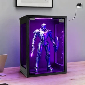 Action Figure Display Case 15" High Figurine 1/6 RGB LED Light Glass Acrylic Box - Bild 1 von 9