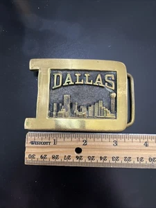 Vintage 70er Jahre Heritage Mint massiv Messing Dallas "Big D" Gürtelschnalle - Bild 1 von 5