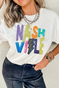 Camiseta Lightening NASHVILLE Lentejuelas Cuello Redondo - Imagen 1 de 6