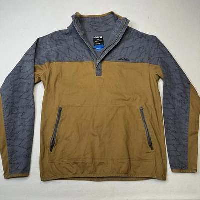 KAVU Men's 1/2 Zip Pullover Hike Trail Camp Outdoor Cotton Canvas Pockets Size M - Image 1 of 4