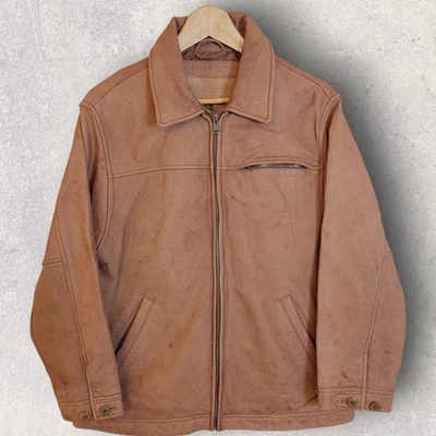 Timberland Weathergear COWHIDE Mens Small Camel Brown Leather Jacket - Image 1 of 4