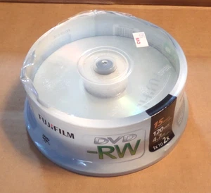 FujiFilm DVD-RW 15 PK Spindle 120 min Blank DVD-RW 4.7 GB 1x to 2x New Sealed - Picture 1 of 1