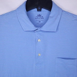 Polo Peter Millar uomo media a righe blu lavaggio mare - Foto 1 di 11