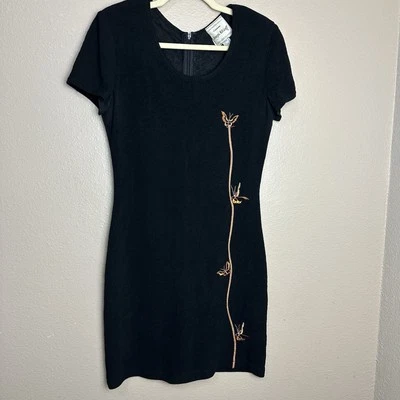 Vestido negro vintage Joseph Ribkoff Creations mujer talla 8 bordado mariposa Foto 1 de 4