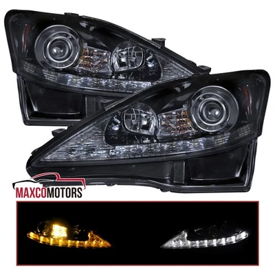 Fits 2006-2010 Lexus IS250 IS350 LED Signal Strip Smoke Projector Headlights L+R - Imagem 1 de 4