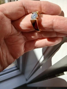 9 Karat Yellow Gold, 2 Carat lab Moissanite , size 11 and new! - Picture 1 of 6