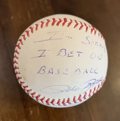 Pete Rose single signed baseball inscribed, “I’m sorry I bet on baseball” PSA - Image 1 of 4