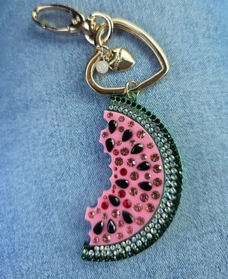 Bolso Betsey Johnson Tono Dorado Verde Metálico Sandía Rebanada Dije Cristal Nuevo con Etiquetas Foto 1 de 3