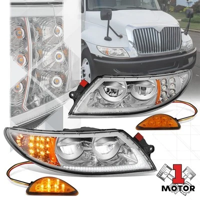 Faro de conversión reflector LED cromo ámbar para 02-15 International 4200 Foto 1 de 4