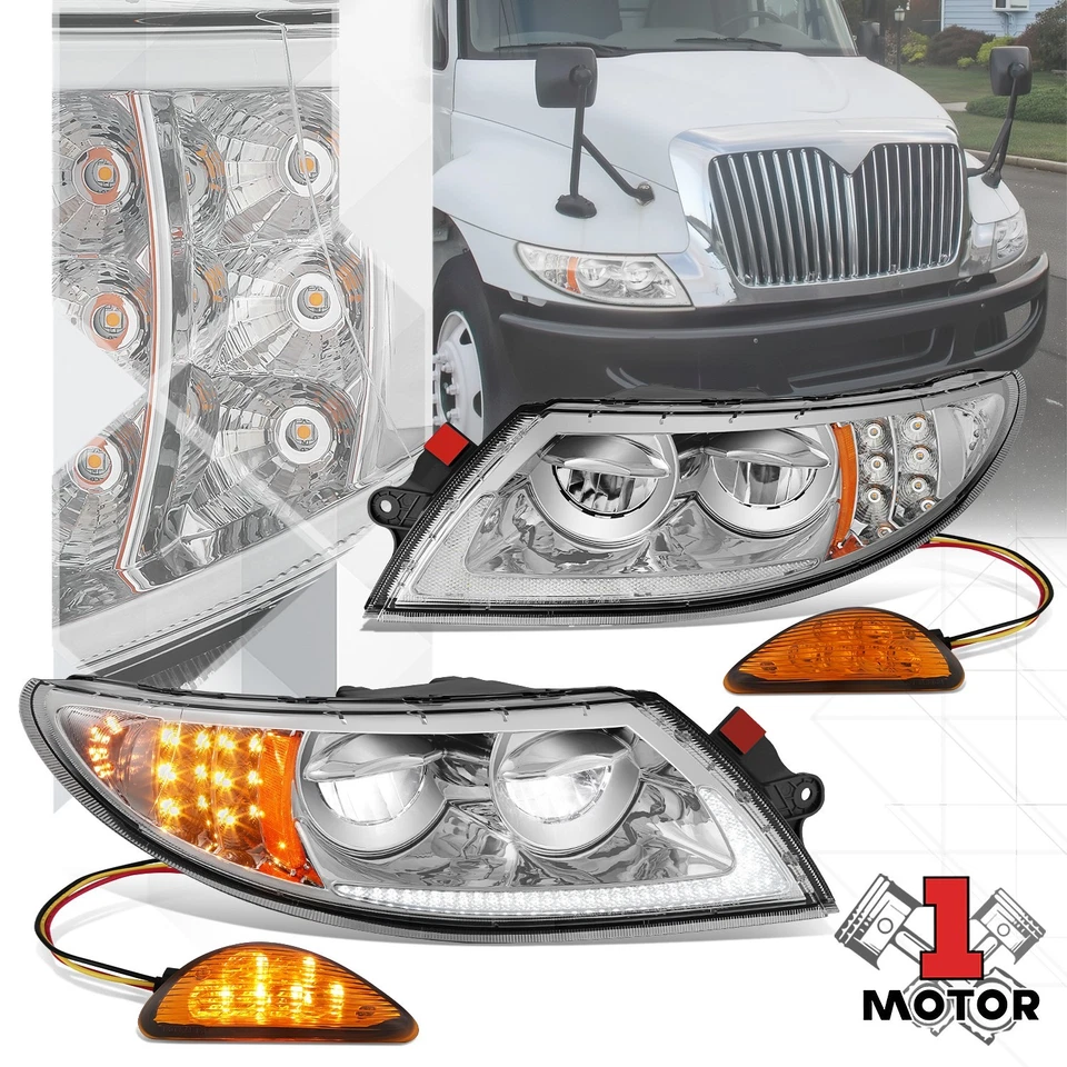 Faro de conversión reflector LED cromo ámbar para 02-15 International 4200 Foto 1 de 4