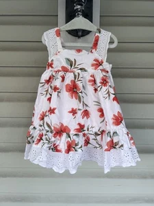 Tommy Bahama Dress Childs 12M Orange White Sun Dress Button Close Eyelet Ruffle - Picture 1 of 13