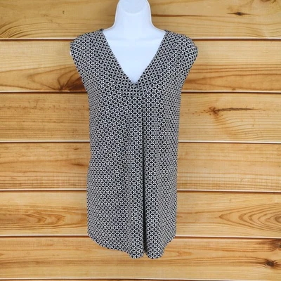 Blusa sin mangas Anne Klein para mujer talla XL negra mezcla geométrica de poliéster Foto 1 de 4
