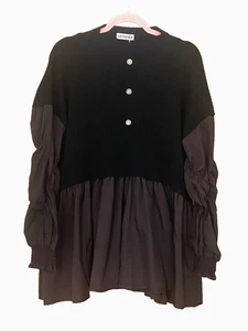 Laetitia Mem Plus Size 24 26 Black 2 in 1 Style Diamante Trim 30in Tunic TOP - Picture 1 of 5