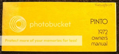 FORD PINTO USA Car Owners Manual Handbook 1972 #365-103A - Image 1 of 2