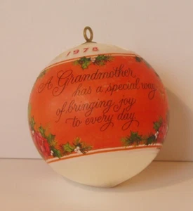 Hallmark Ornament 1978 Grandmother Unbreakable Satin Ball, No Box - Picture 1 of 3