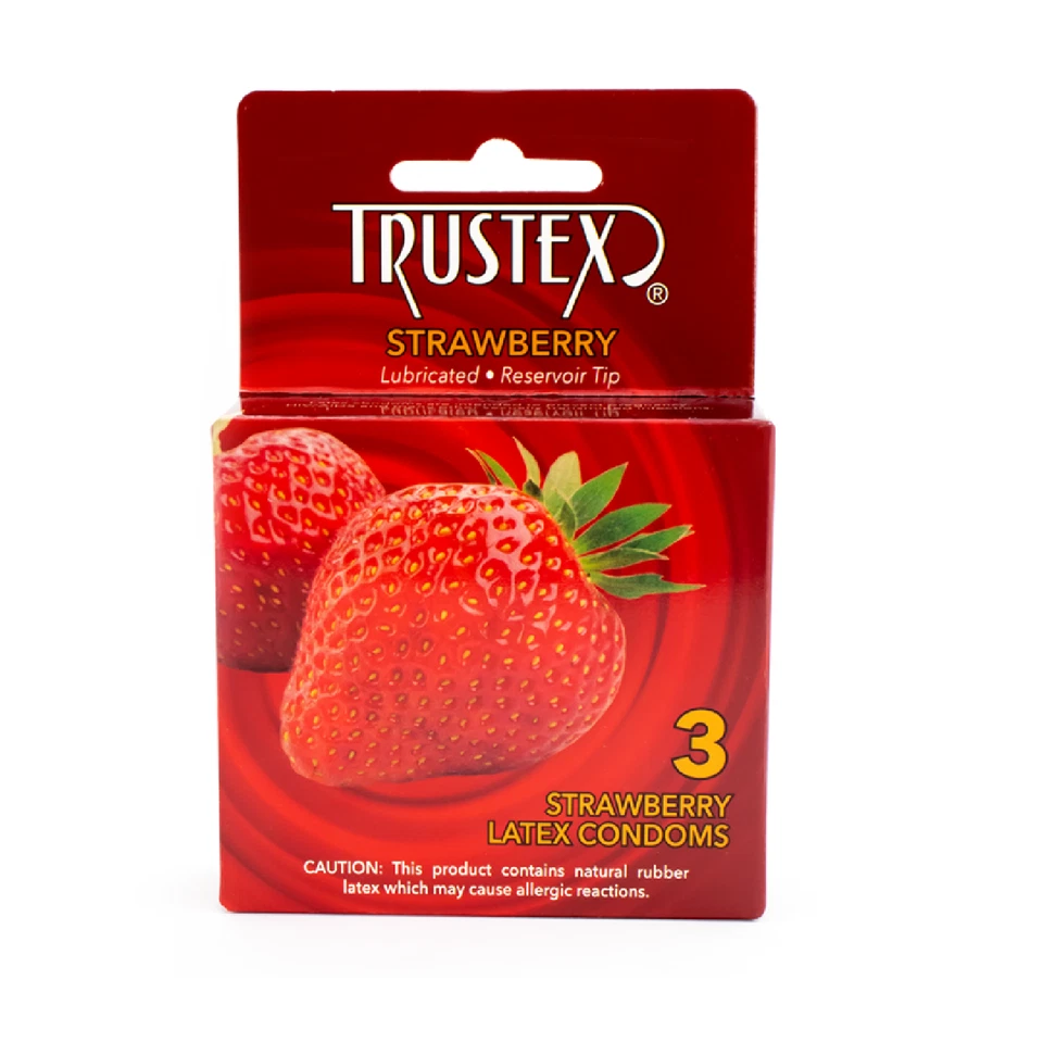 Trustex Strawberry Flavored Lubricated Latex Condoms, 3 Condoms - Image 1 of 1