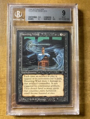 MTG✨HAUNTING WIND ✨Antiquities BGS Quad 9’s++ MINT 1994 RESERVE LIST Menges ART - Image 1 of 2