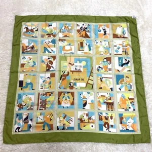 Hermes Scarf LES PETIT METIERS DE PARIS 90 Silk Carre Green W/Tags No Box Used. - Picture 1 of 10