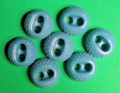 (7) VINTAGE 1/2" SPC HONEY PATTERN BLUE PLASTIC 2-HOLE BUTTONS-L606 - Image 1 of 2