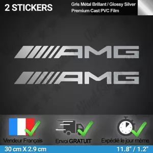 Lotto 2 Adesivi Metallico per Mercedes AMG 30 CM Adesivo Logo Custom Tuning - Foto 1 di 3