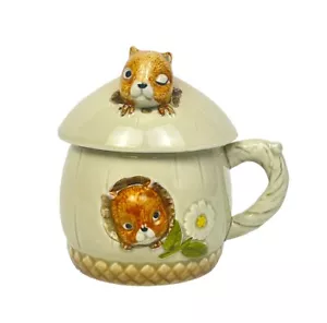 Tazza da tè ENESCO con due scoiattoli 1977 Giappone vintage tazza da tè con coperchio Whimsy Woodland - Foto 1 di 16